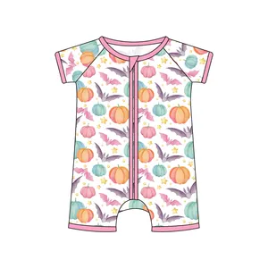 New Baby Bamboo Spandex Material Hallowmas Pajamas New Design Baby Zipper Romper And Dress Bodysuit Collections