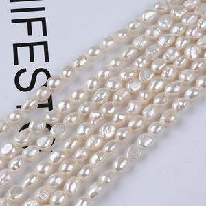 Perles d'eau douce baroques naturelles de 7-8 mm, blanches, double face brillante, faites à la main, pour bijoux DIY, trou droit, perles d'eau douce dispersées - Product Image 5