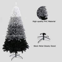Arbre de Noël artificiel en PVC blanc et noir de 7.5ft 1460 Tips avec lumières blanches chaudes
