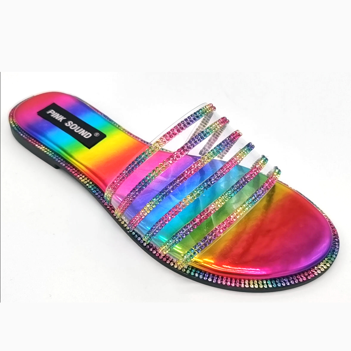 Ins оптовая цена, женские летние сандалии, уличные пляжные сандалии с бриллиантами, женские модные сандалии на заказ с логотипом