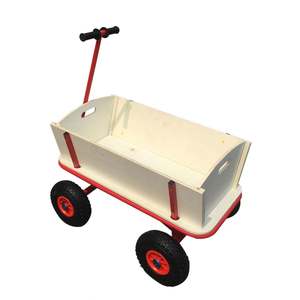 四輪空気入りタイヤ キッズワゴン 密閉型 木製ガーデンカート 木製パネル付き TC1812 - Product Image 4