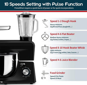 Wholesale Large Capacity 1000w 5l Muli Function 3 in 1 Stand Mixer with Meat and Blender Accessories - Product Image 5