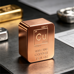 10 OZ Copper Bullion Bar Cu Engraved Copper Block Metal <b>Paperweight</b> Collectible Craft - Product Image 1