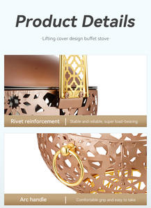 Réchaud Suspendu Doré de Luxe pour Buffet d'Hôtel | Chauffe-Plat Libre-Service en Acier Inoxydable avec Réchaud à Alcool - Product Image 4