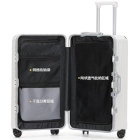 Valise Trolley Unisexe avec Serrure TSA en PC, Tissu et Aluminium, Bagage Cabine à Roulettes pour le Travail et les Voyages d'Affaires