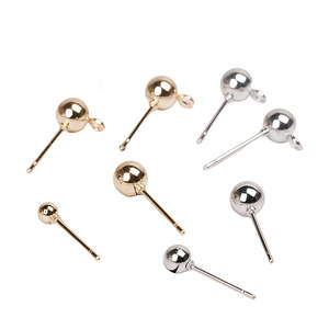 Metal Beaded Stud <b>Earring</b> Pins Round Shape For <b>Earring</b> Making Jewelry Findings Components Plated Finish - Product Image 1
