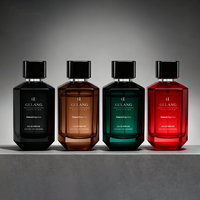 Botol parfum kaca tebal persegi botol parfum kustom kualitas tinggi 50ML botol parfum mewah ungu dengan tutup