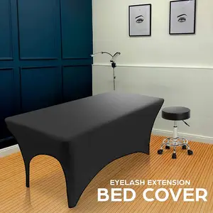 6ft Black Spandex Fitted Spa Beauty Bed Cover Elastic Massage Table Cover Custom Eyelash Bed Cover