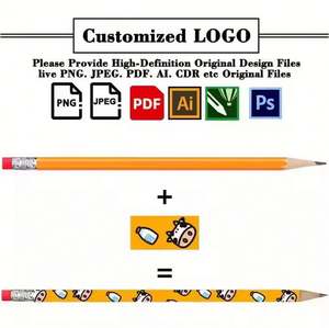 Crayons promotionnels personnalisés avec logo imprimé pour le bureau, crayons simples avec gomme pour gravure laser - Product Image 2