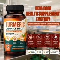 Comprimés à croquer de Curcuma et Curcumine avec Gingembre, Poivre Noir, Boswellia, Vitamines C et D3, Agrumes Tropicaux, 90 unités, OEM ODM
