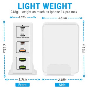 Station de charge de bureau 6 ports <span class=keywords><strong>chargeur</strong></span> 120W pour iPhone 14 Pro Max <span class=keywords><strong>Samsung</strong></span> ordinateur portable <span class=keywords><strong>tablette</strong></span> 65W <span class=keywords><strong>chargeur</strong></span> rapide - Product Image 6