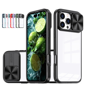 Funda transparente de protección de cámara deslizante para <span class=keywords><strong>iPhone</strong></span> 16 15 14 13 12 11 Pro XR X XS Max 7 8 Plus <span class=keywords><strong>SE</strong></span>, funda trasera de PC dura híbrida a prueba de golpes - Product Image 1