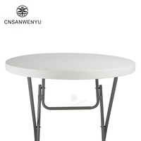 Table Haute Ronde Pliante de Bar à Cocktail en Plastique Blanc, Qualité Supérieure, Hauteur 80 cm, Idéale pour Banquets, Fêtes, Bistros et Événements