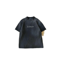 T-shirt Homme Décontracté Ample Personnalisé en Coton Tricoté Lourd 100% Coton, Style Vintage Délavé, Manches Courtes, Tendance Printemps-Été