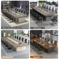 Table de Conférence Moderne de Luxe Personnalisée pour 12-14 Personnes, Table de Réunion en Bois avec Gestion des Câbles, Bureau de Salle de Réunion