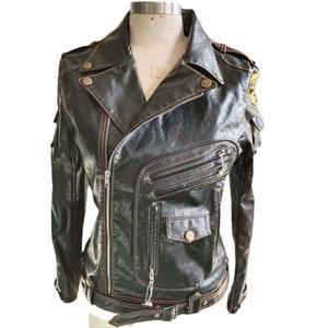 Veste de moto en cuir PU vintage pour homme, personnalisée en usine, de haute qualité, avec plusieurs fermetures éclair et coupe-vent - Product Image 5