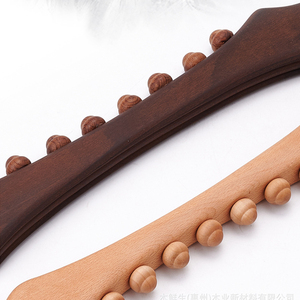 Bâton de Massage Gua Sha de 60CM de Long, bâton de raclage du dos et du corps en bois de hêtre carbonisé, masseur de Relaxation musculaire, 10 perles - Product Image 5