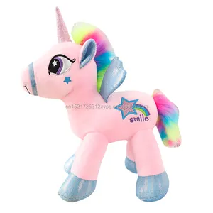 Mainan Boneka Hewan Warna-warni Desain Baru Mainan Unicorn Pegasus Mewah Hadiah Anak