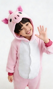Disfraz de Halloween de Cerdo Haoxuan Ecológico de Algodón y Terciopelo con Mangas Abullonadas y Cierre de Botones, Mono de una Pieza para Niños y Bebés, Inspirado en TV/Películas - Product Image 4
