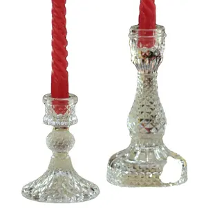 wholesale decorative tall clear glass candlestick crystal candle holder
