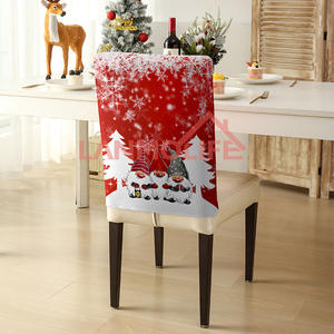 ชุดคลุมเก้าอี้คริสต์มาสสีแดงเทา ลายการ์ตูนน่ารัก วัสดุผ้า ใช้ซ้ำได้ ทนทาน ขนาด 47x57 ซม. ของตกแต่งโต๊ะอาหาร - Product Image 3
