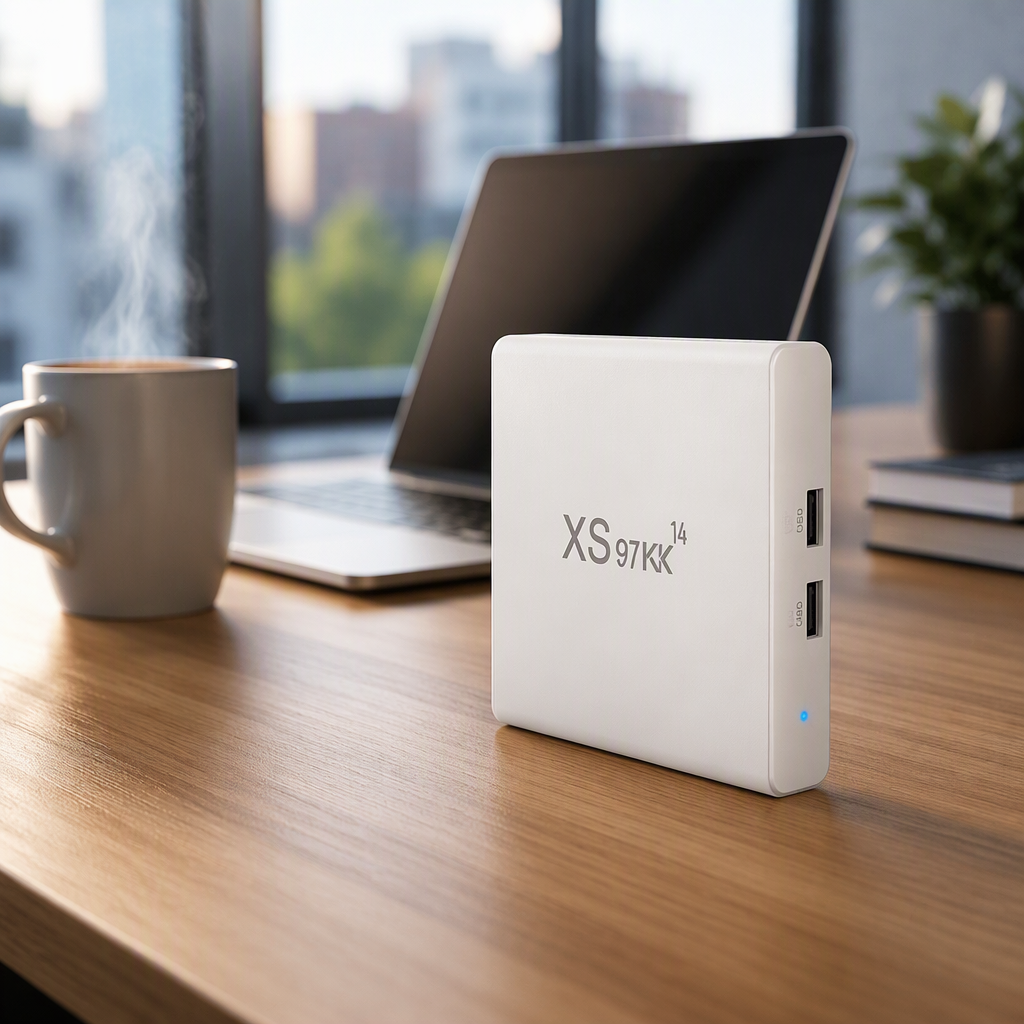 XS97 Custom Smart <strong>Android</strong> <strong>Tv</strong> <strong>Box</strong> with Quad Core Processor 4K Resolution Dual Band 5GHz WiFi 6 Voice Remote Set Top EU Support