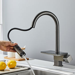 Robinet <span class=keywords><strong>de</strong></span> <span class=keywords><strong>cuisine</strong></span> intelligent <span class=keywords><strong>haut</strong></span> <span class=keywords><strong>de</strong></span> <span class=keywords><strong>gamme</strong></span> en cuivre 2023 avec douchette extractible effet cascade, eau chaude et froide, pulvérisateur pluie - Product Image 4