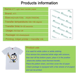 <span class=keywords><strong>Papier</strong></span> <span class=keywords><strong>transfert</strong></span> thermique pour t-shirts à jet d'encre ATT Light - Product Image 2