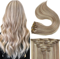 Extensions de cheveux humains à texture douce et lisse, faciles à installer, double épaisseur, cheveux vierges, couleur personnalisée, extensions à clips.