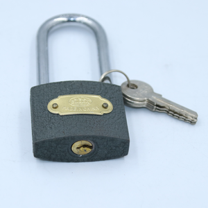 75mm भारी शुल्क pujiang ग्रे रंग चित्रित डबल लॉक बड़ी कुंजी कठोर हथकड़ी लोहा ताला - Product Image 6