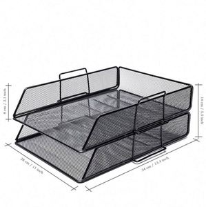 Metal 2pcs Stackable Letter <b>Trays</b> Paper Sorter/Desk <b>File</b> <b>Tray</b>/Desk Organizer - Product Image 3