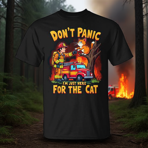 T-shirt unisexe à manches courtes et col rond pour adulte, motif « Rescue Cat Firefighter », impression numérique, pour activités promotionnelles - Product Image 3