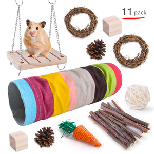 Natural Wooden <strong>Hamster</strong> Toys Rabbit <strong>Hammock</strong> Swing Pet Supplies <strong>Hamster</strong> Chew Toys Set - Product Image 1