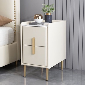 Super Narrow Modern Bedside Cabinet with 2 <strong>Drawers</strong> <strong>Small</strong> Solid Wood Nightstand for Bedroom &amp; Living Room Luxury Storage - Product Image 3