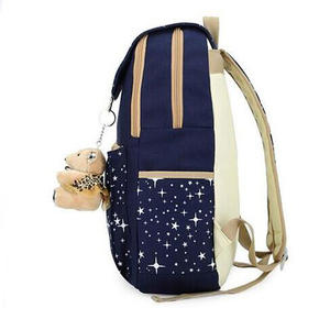 Personalizado de alta calidad nuevo estilo al por mayor de moda lienzo 3 juegos de mochila escolar - Product Image 4