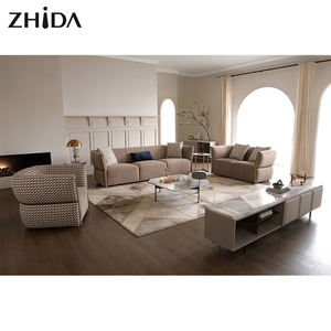 أطقم أرائك فاخرة لغرفة المعيشة، أثاث منزلي، كنبة صالة، طقم كنب إيطالي عصري من القماش المخملي - Product Image 2