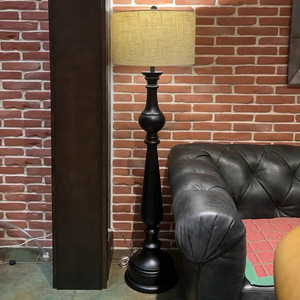 Lámpara de pie de madera maciza con acabado negro, fuente de luz LED, control de interruptor para dormitorio, estudio, sala de estar, iluminación decorativa - Product Image 3