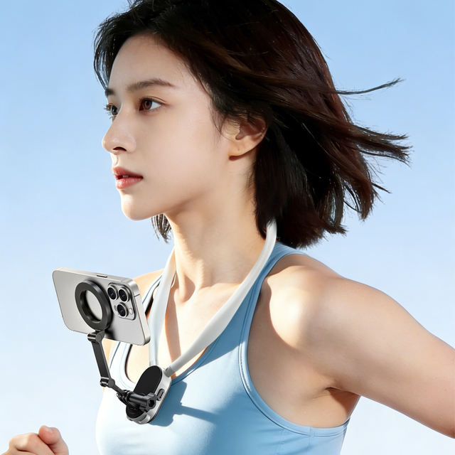 360 Degree Rotation Neck Wear Mobile Phone Mount Magnetic Holder Sports Camera Accessory Portable Cell Phone Holder
