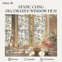 Arc-en-ciel 45x200CM Fenêtre s'accroche Magnolia Fleur Motif PVC Statique Non Adhésif pour Appartement Salon