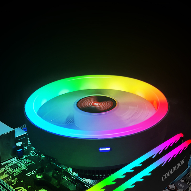COOLMOON Custom Logo Top Down CPU Cooler Glory 1 TDP 95W Computer CPU Fan Intel AMD 3PIN Auto RGB LED Gaming PC CPU Air Cooler