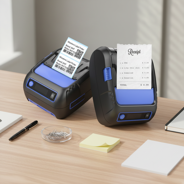 Barway Handheld Barcode Thermal Label Receipt Sticker Printer 58mm Portable Black and White USB Interface with Mobile