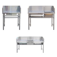 Meja Kerja Dapur Komersial Pembersih Ikan Bahan Stainless Steel Berkualitas Terbaik Dengan Wastafel