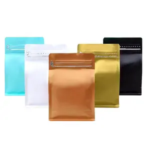 食品级滴咖啡袋八面密封平底袋，带自密封拉链定制标志，适用于印刷行业