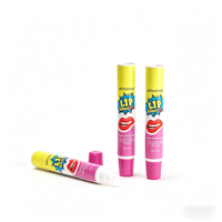 Tube Lip Balm Plastik Miring 10ml 6ml Custom Private Label, Tube Lip Gloss Kosong dengan Aplikator Silikon