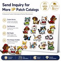 Patchs brodés thermocollants et à coudre pour vêtements, motifs animaux mignons (chat, chien, chiot, chaton) style Kawaii, vente en gros