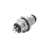 Conector Hembra de Latón Chapado en Oro de 4 Pines, Resistente al Agua IP67, M8A-M08-BQ, Montaje Trasero en PCB, para Sensor Automotriz