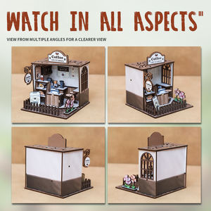 لغز خشبي ثلاثي الأبعاد لبيت القهوة - مجموعة تركيب منزل الدمى المصغر مع ركن الكتب وديكورات الحرف اليدوية - Product Image 5