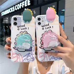 Cartoon Dinosaurier Treibsand Halter Abdeckung mit Puppe weich stoßfest niedlichen Handy hüllen für Oppo A54 A93 A94 Realme8 Reno5 F17PRO A5s