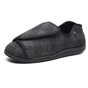 Pantoufles en velours côtelé pour femmes confortables réglables à crochet et boucle en mousse à mémoire de forme chaussures d'intérieur à dos fermé pour les pieds gonflés diabétiques - Product Image 2