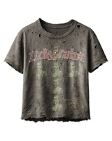 T-shirt graphique homme personnalisé à manches courtes en coton épais, coupe carrée, effet vieilli, imprimé strass diamant, coupe courte, délavé à l'acide